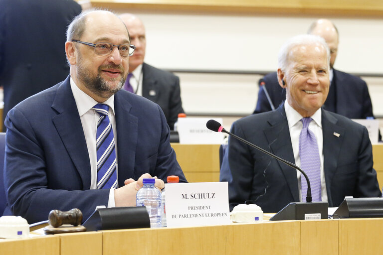 Martin SCHULZ - EP President at the Conference of Presidents with Joe BIDEN, Vice President of the United States of America