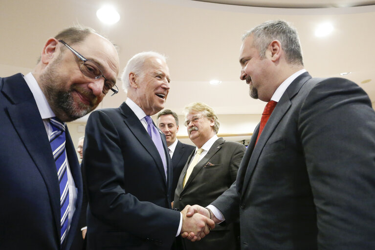 Martin SCHULZ - EP President at the Conference of Presidents with Joe BIDEN, Vice President of the United States of America